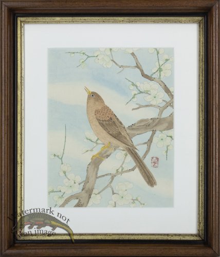(image for) Orental Watercolor of a Bird Framed