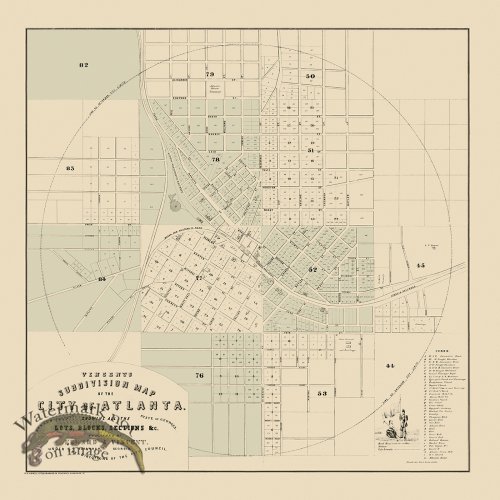(image for) Vincent\'s Subdivision Map of Atlanta 1853