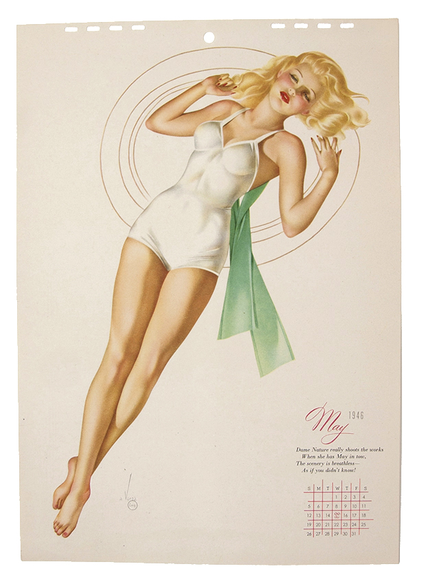 Original vintage pin-up lithographs from Esquire Magazine calendars from th...